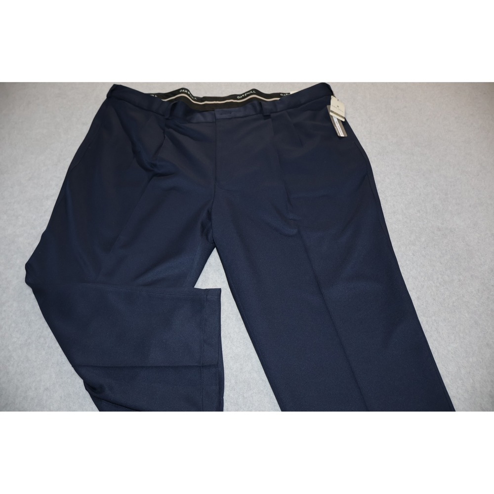 Oak Hill Microfiber Pleated Pant Mens 52x26 Short Blue Stay Cool Improved NEW